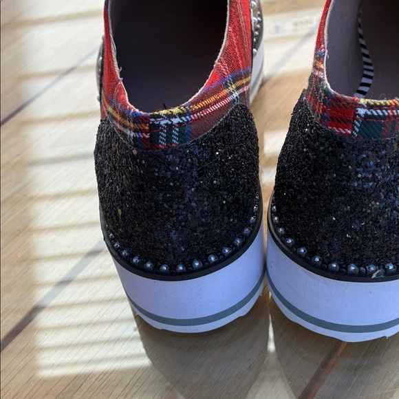 Betsey Johnson Red and Black Plaid Oxfords - Picture 6 of 8